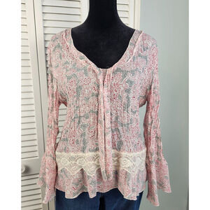 Robbie Bee Floral Blouse Medium Lace Y2K